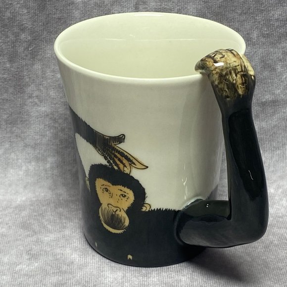 Hand Painted Chimpanzee Coffee Mug 3D Monkey Arm Handle Pier 1 One Imports - Picture 7 of 9